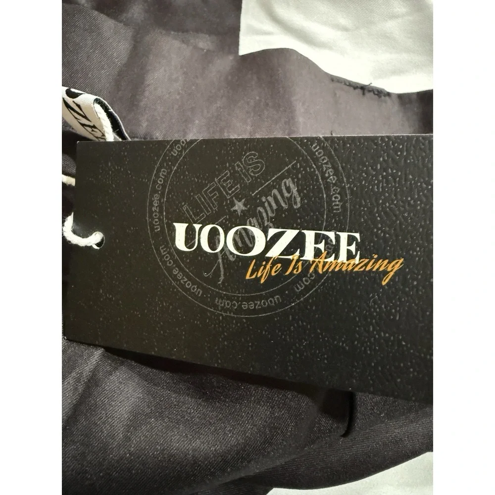 Uoozee Pants Womens Medium Black White Striped Straight‎ Leg NEW